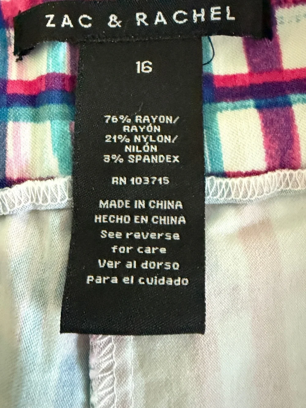 Zac & Rachel Pink Teal Plaid Skort - Picture 3 of 4